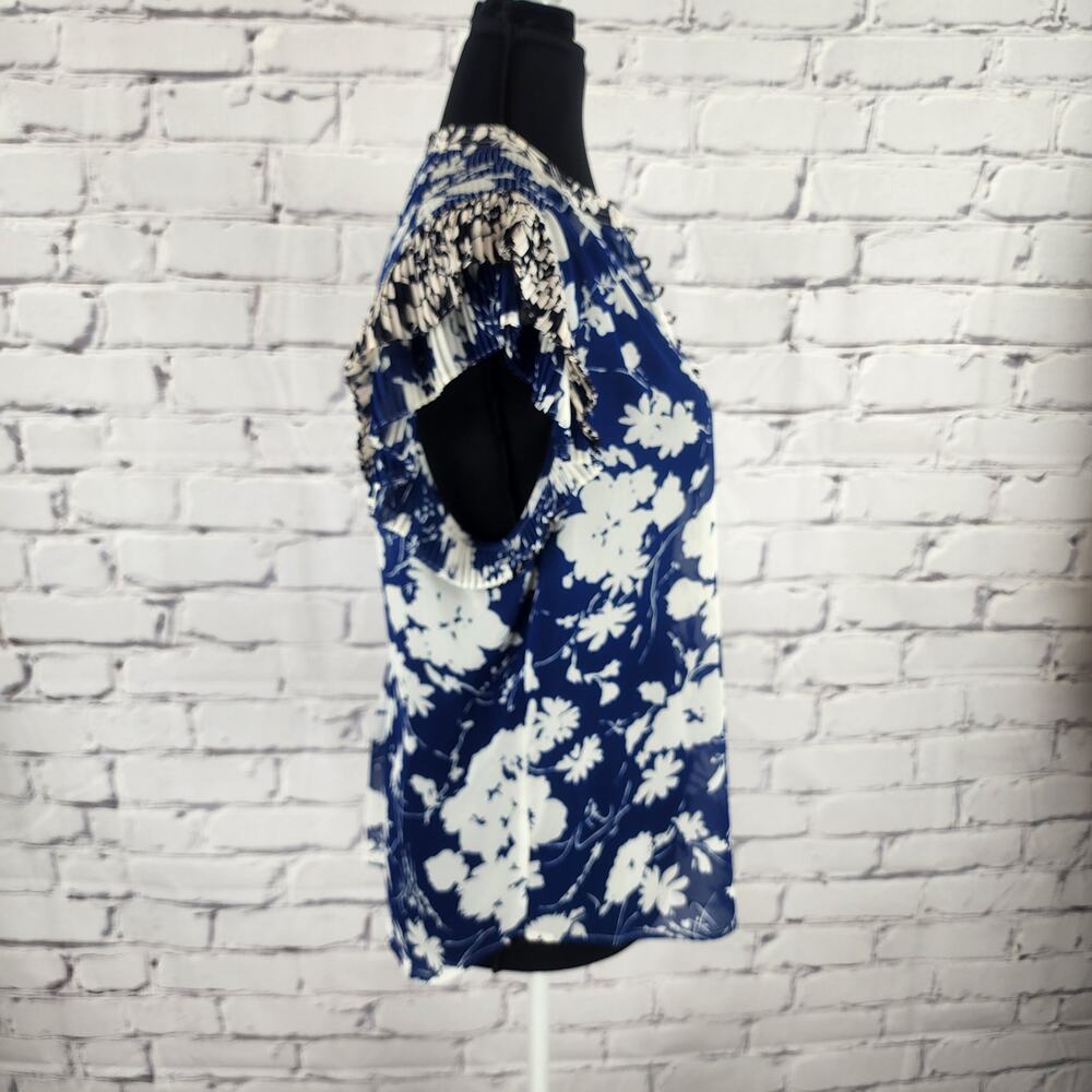 POLO Ralph Lauren Fly Away Blouse Womens XL Blue Floral Sheer classiccore - Picture 4 of 10